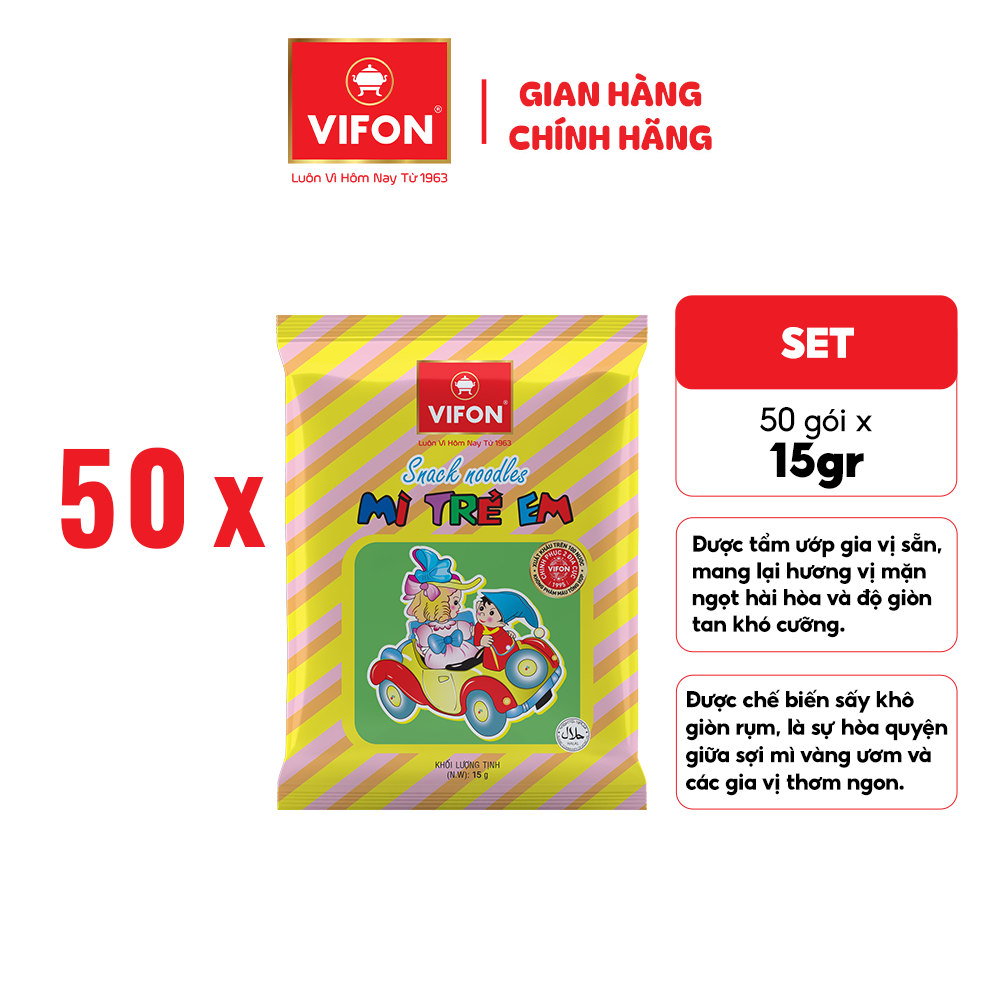 [VOUCHER 10%] Thùng 200 Gói/ Set 5 Gói Mì Trẻ Em VIFON 15g Hương Vị Tuổi Thơ