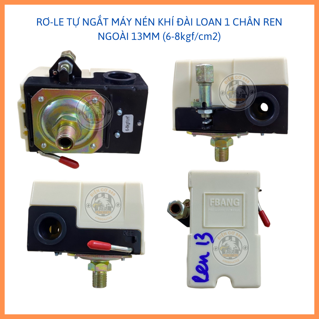 Rơ-le máy nén khí Đài Loan 1 chân ren ngoài 13mm