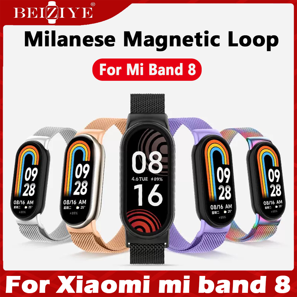 Dây đeo đồng hồ thông minh bằng thép không gỉ bằng kim loại For Xiaomi mi band 8 Vòng đeo tay cho Xi