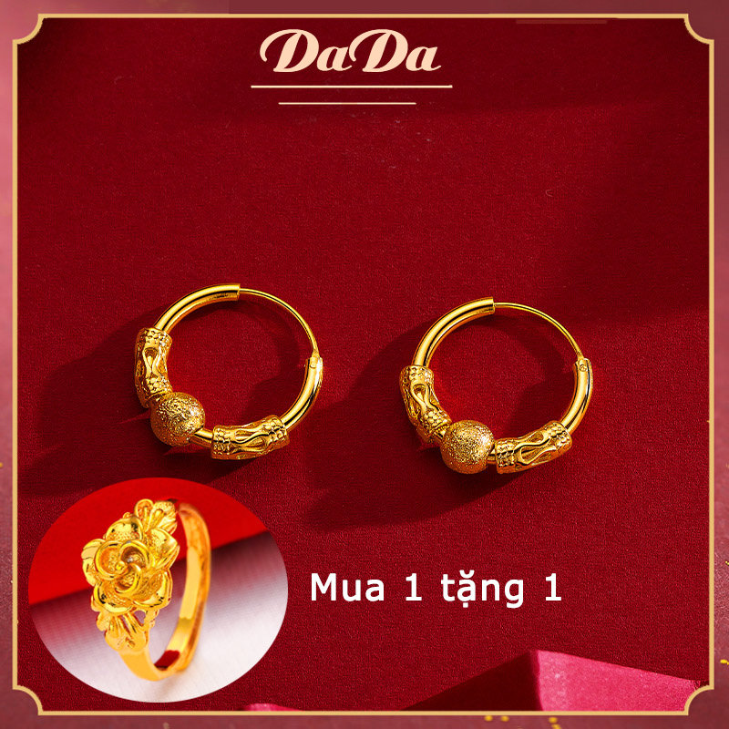 Bông tai vàng 18k trang trí hạt may mắn phù hợp làm quà tặng sinh nhật cho bé