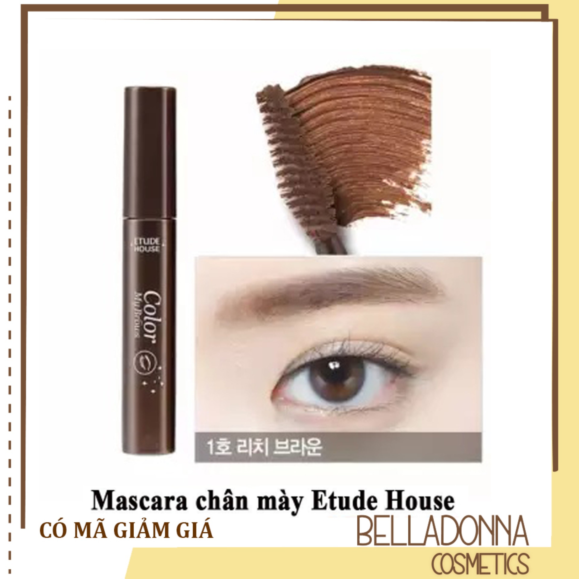 [Hcm]Mascara Chân Mày Etude House Color My Brows #01 Rich Brown - Màu Nâu Đen Cho Tóc Đen