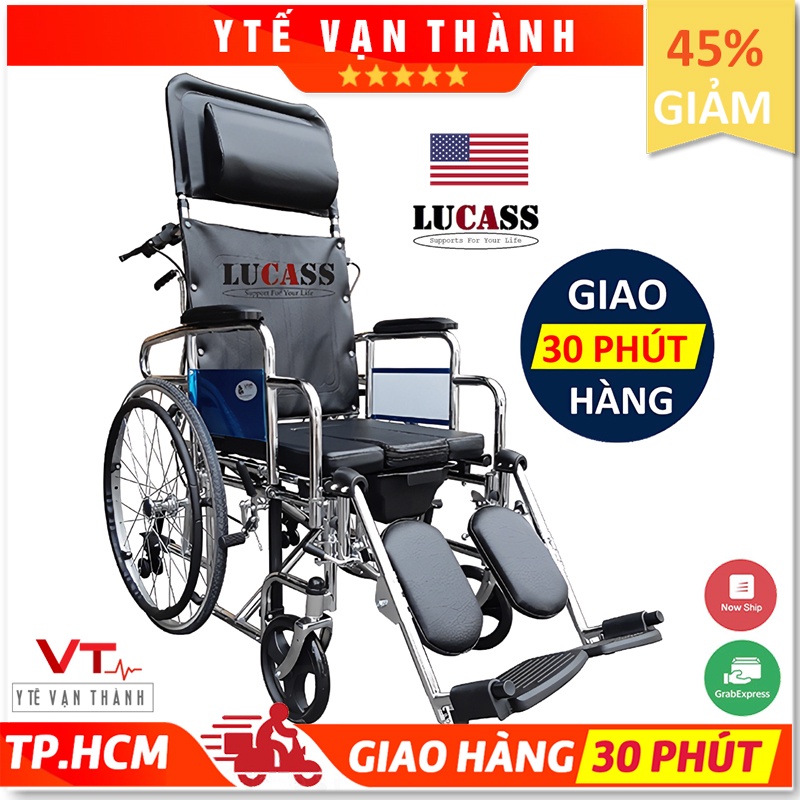 ✅ [Chỉ Bán Tại Hcm] Xe Lăn Nằm Có Bô Vệ Sinh - Lucass X - 607 (2 Bánh Chống Lật) Vt0377 - [Y Tế Vạn Thành]