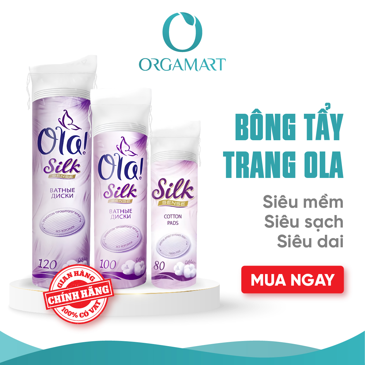 Bông Tẩy Trang Ola 100% Cotton (80M/120M)