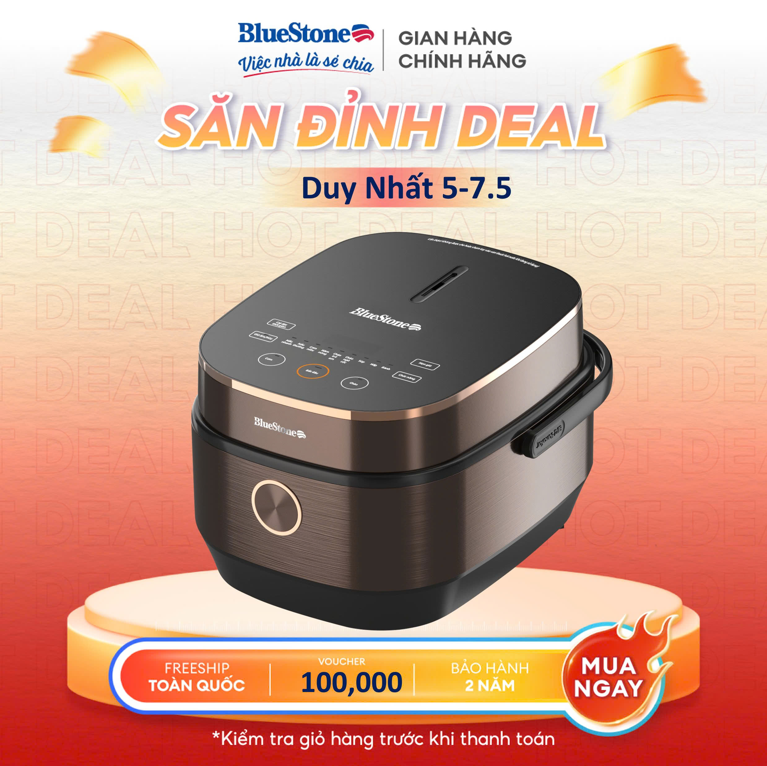 Nồi Cơm Điện Tử Lòng Niêu BlueStone RCB-5949 (1.5 Lít) - Phù hợp 4-6 Người - Bảo hành 2 năm - hàng c