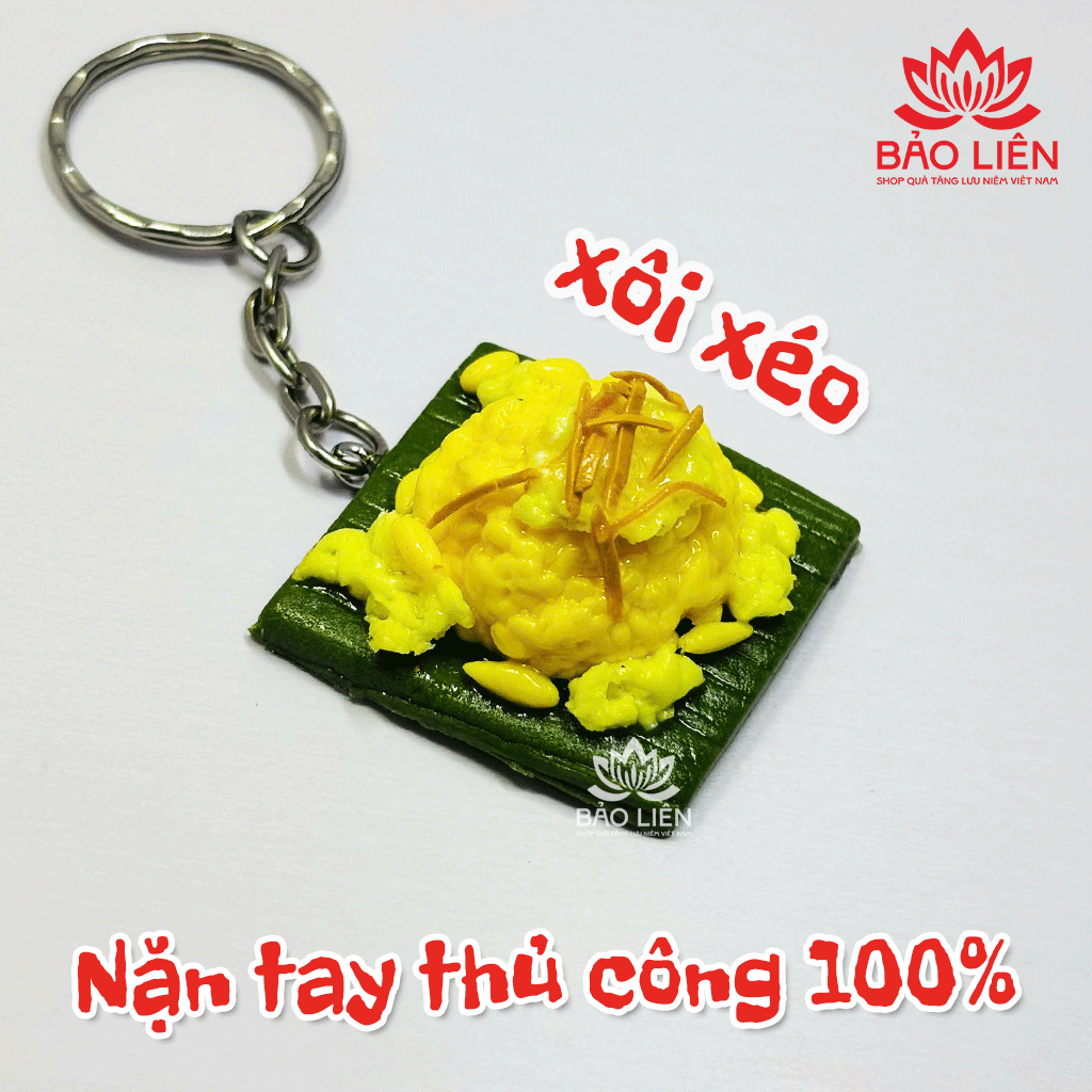 Móc khóa lưu niệm món ăn Việt Nam 3D đất sét nặn thủ công sơn phủ bóng - 3D Handmade Keychains