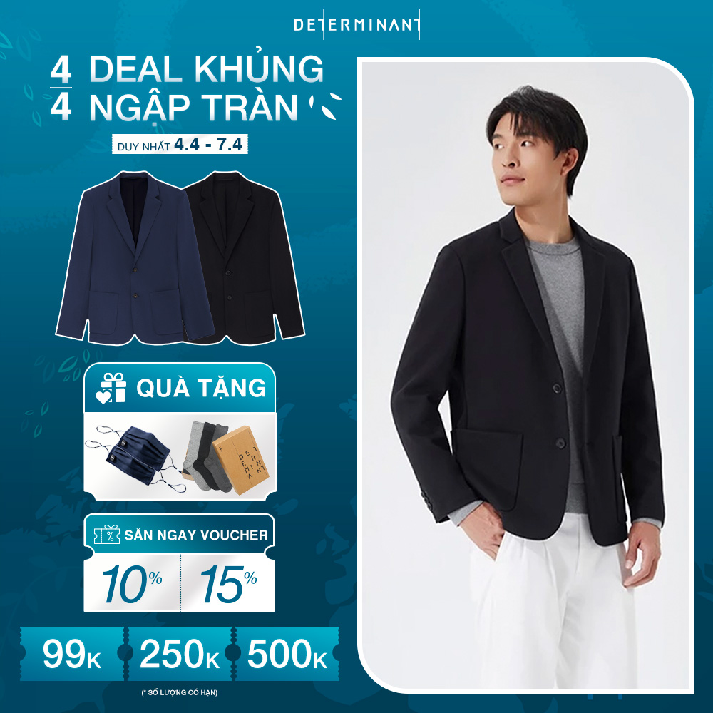 Áo Khoác Blazer Nam DETERMINANT - 71% Cotton/29% Polyester - Màu Đen - Ow03