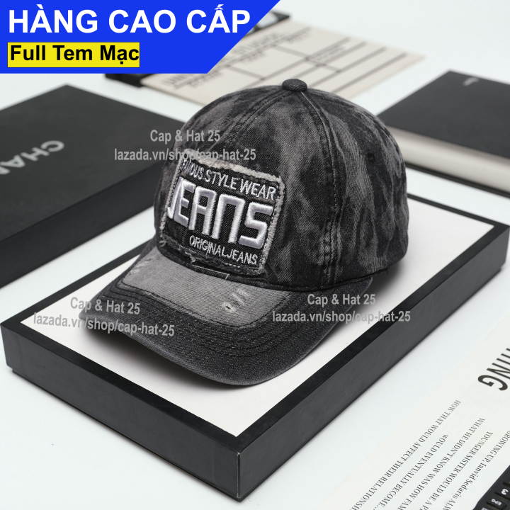 [A68]Mũ Lưỡi Trai Nón Kết Jean Thêu JEANS Nổi Bật Vải Cotton Jean Màu Đen Form Đứng Thời Trang Cao C