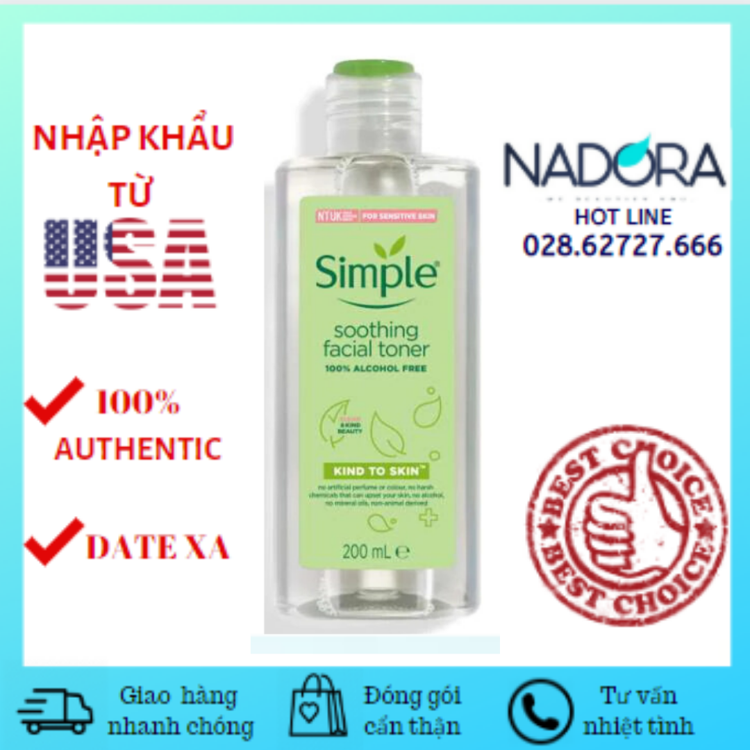 [Hcm]Nước Hoa Hồng Không Cồn Simple Toner - 200Ml