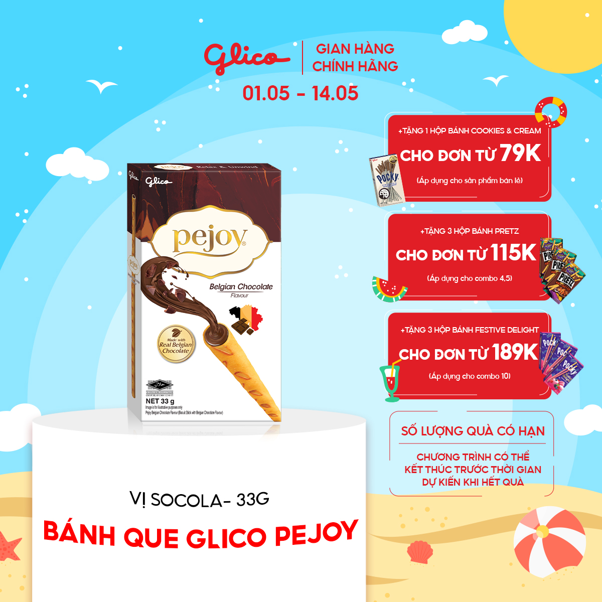 Bánh que GLICO Pejoy nhân kem Chocolate 33G