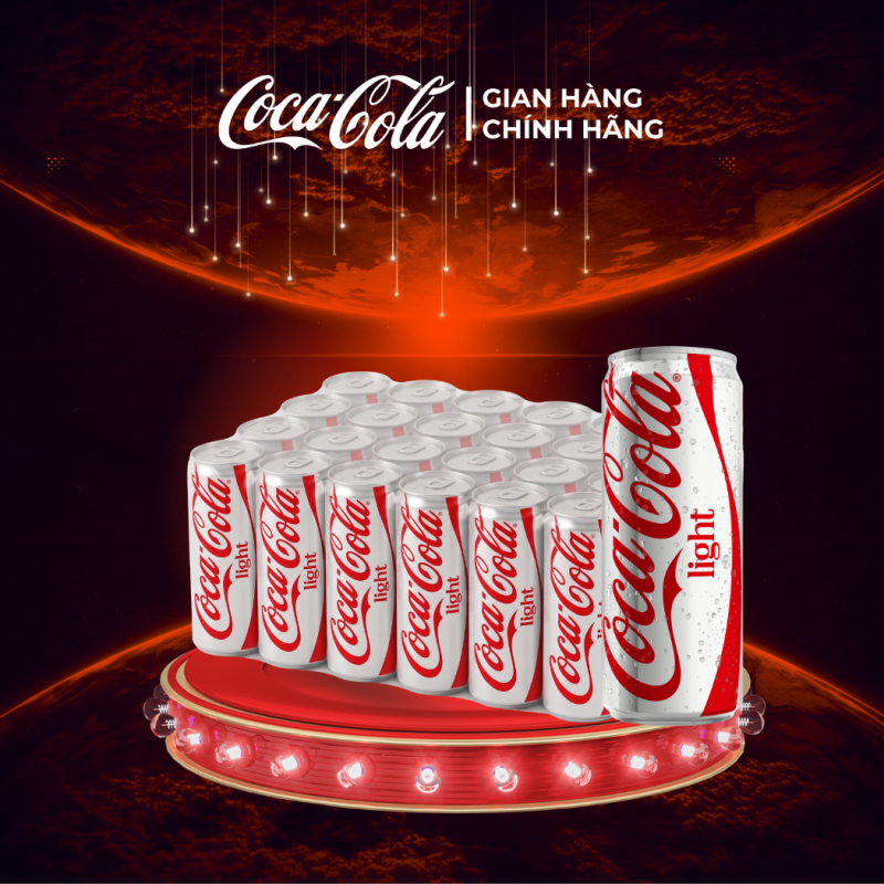 Lốc 24 Lon Nước Ngọt Giải Khát Không Đường Coca-Cola Light Lon 320ml Sale 10.10 Coca-Cola Chính Hãng_LD