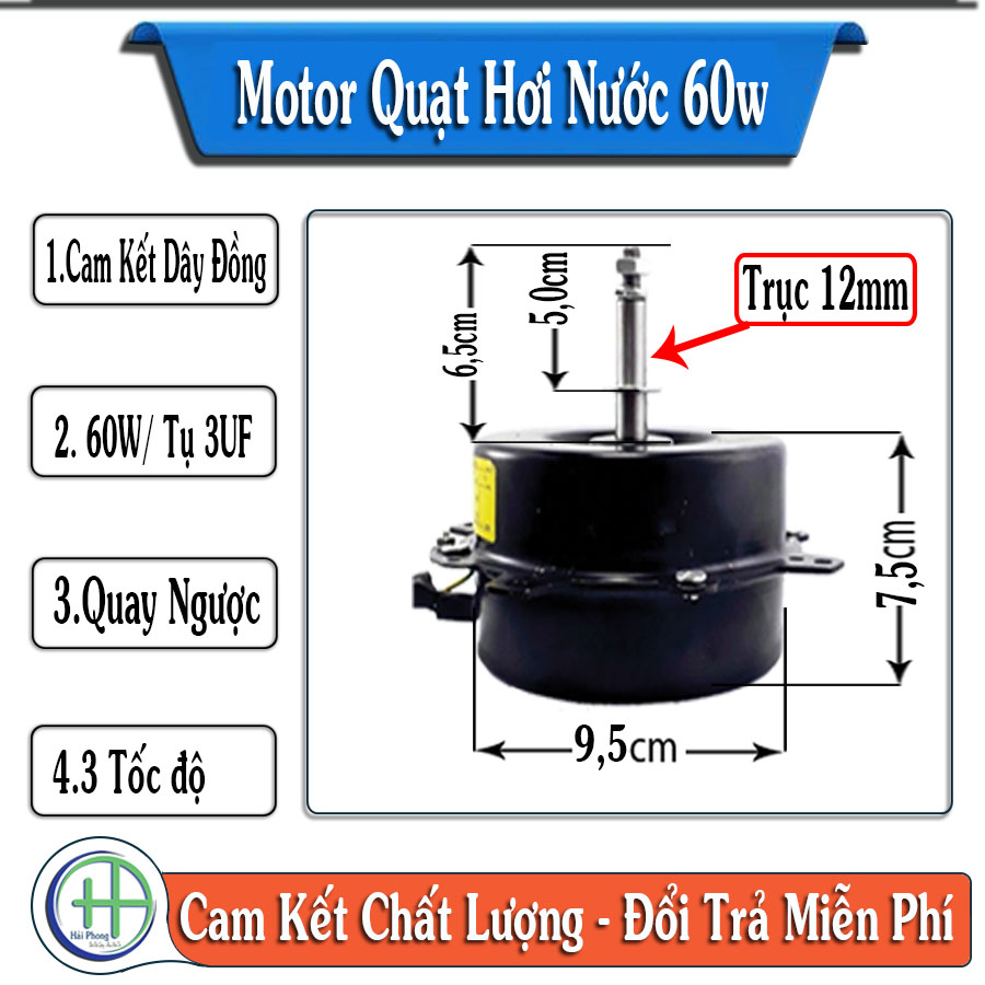 Motor quạt hơi nước 60w CAM KẾT 100% dây đồng