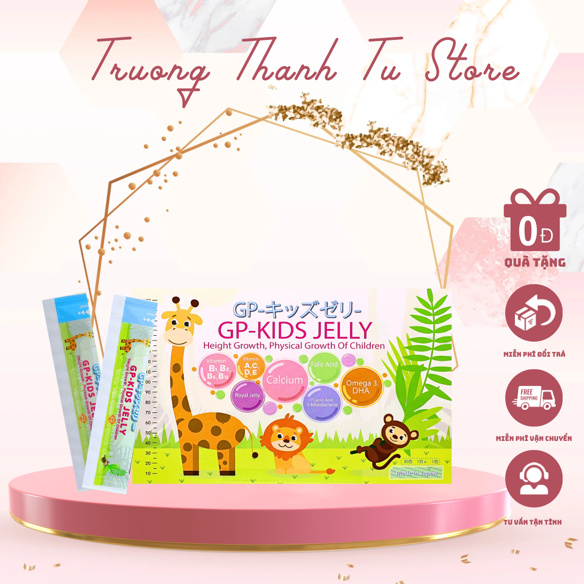 Thạch Gp - Kids Jelly Nhật Bổ Sung Vitamin Hỗ Trợ Phát Triển Chiều Cao Tăng Cường Hệ Miễn Dịch Nã