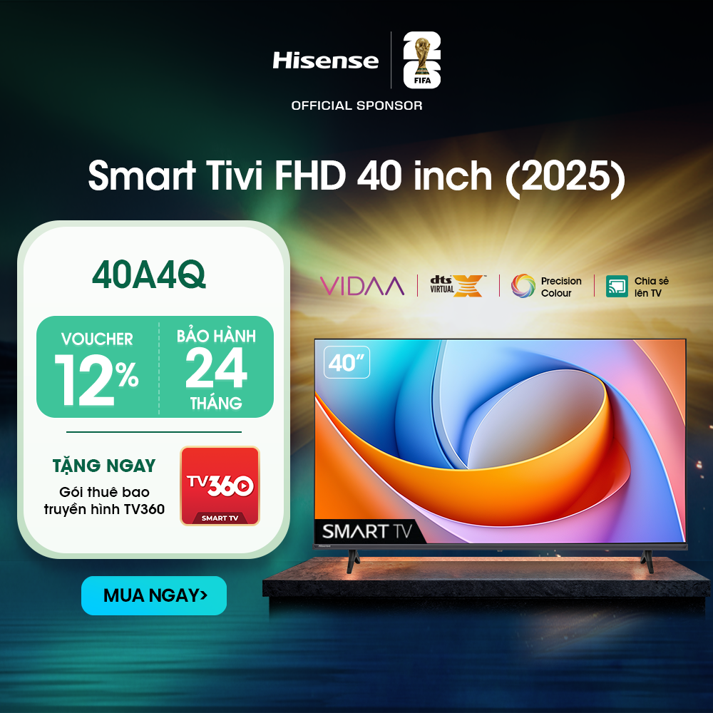Smart Tivi Hisense 40 inch FHD 40A4Q Giao hàng toàn quốc Bảo hành 2 năm