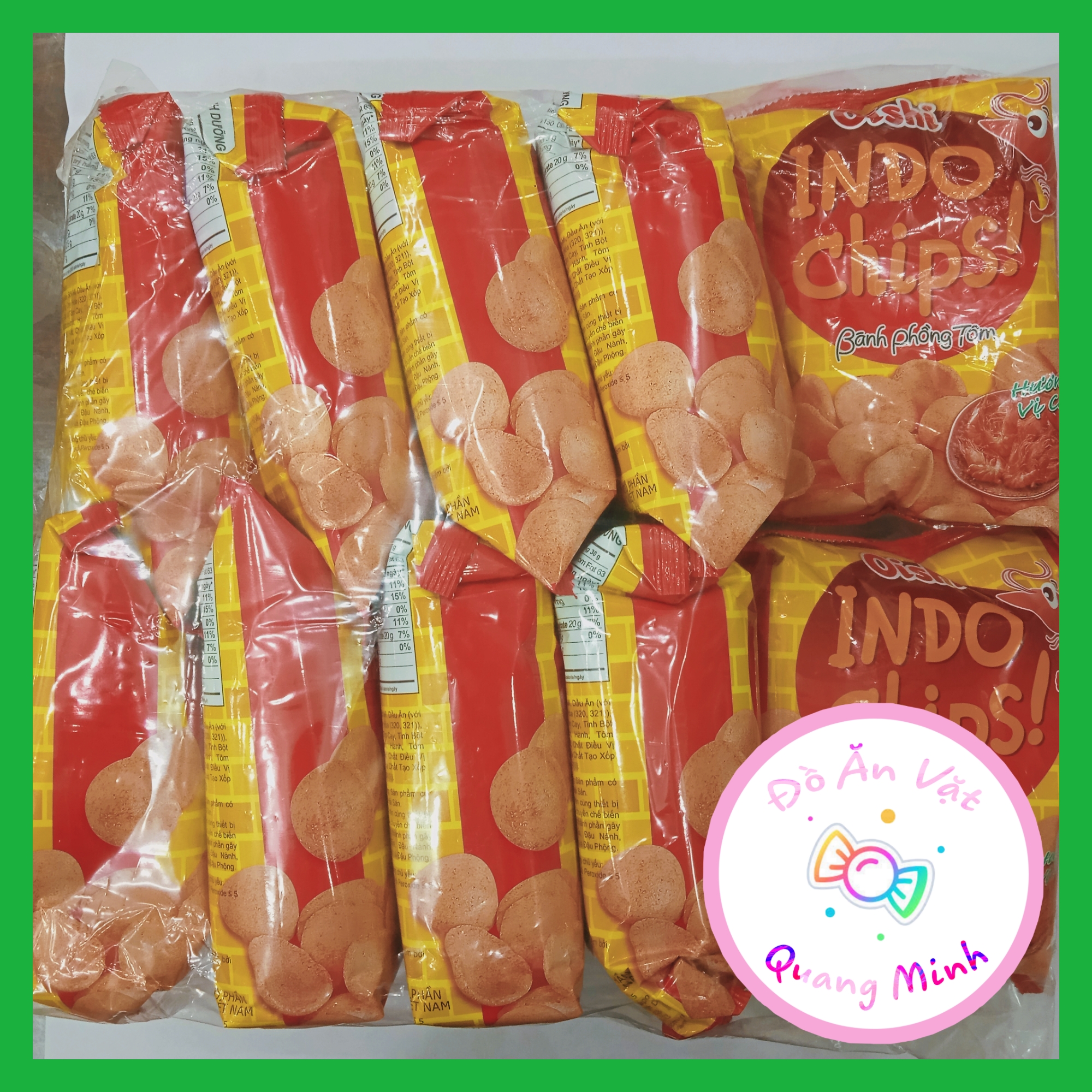 Bán sỉ bịch Bim bim Oishi Snack Indo Chips bánh phồng tôm hương vị cay gói lớn 32 g/10 gói giòn cay 