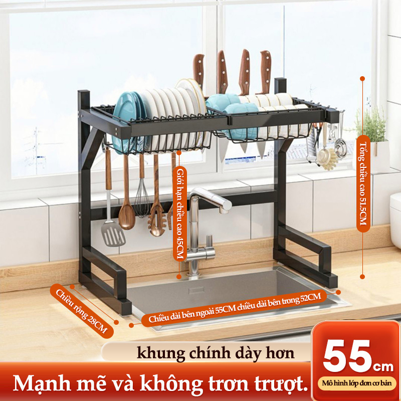 Kệ đựng bát đĩa MIKI Trên Bồn Rửa Bát Cao Cấp Đa Năng Kệ Để Chén Đĩa Thông Minh Sơn Đen Tĩnh Điện kệ