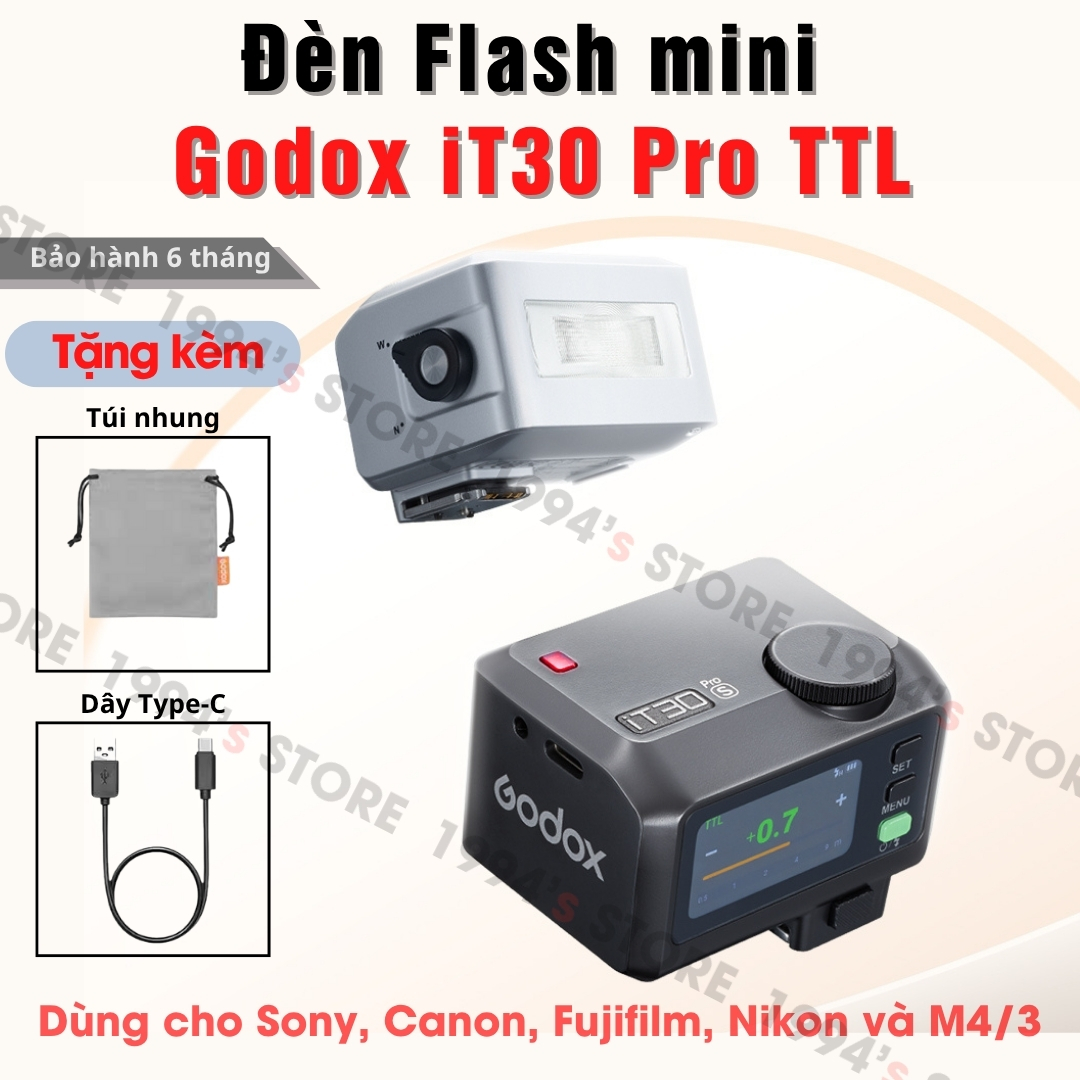Đèn mini Flash Godox iT30 Pro - Có Auto - Pin sạc 560 shots - Có TTL - Làm Trigger - Type C - Dùng c