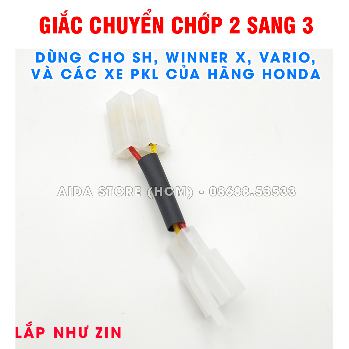 [HCM]Giắc chuyển từ 2 sang 3 chân cục chớp xi nhan cho xe Winner X Vario SH PKL Honda