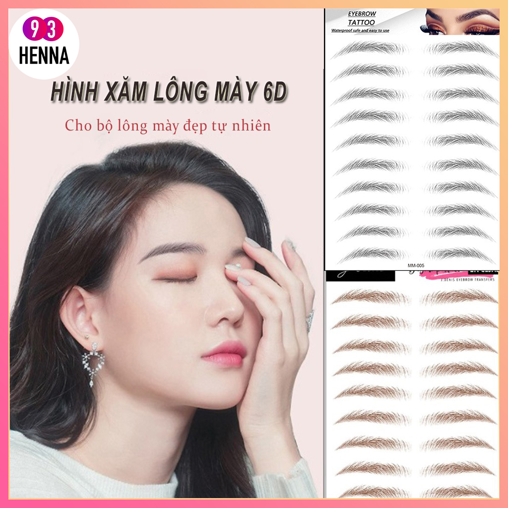 Hình Xăm Lông Mày Miếng Dán Lông Mày 6D Eyebrow Sticker - Miếng Dán Hình Xăm Lông Mày Không Thấm Nước Siêu Tự Nhiên - 100% An Toàn Cho Da Nam Nữ Đều Sử Dụng Được.