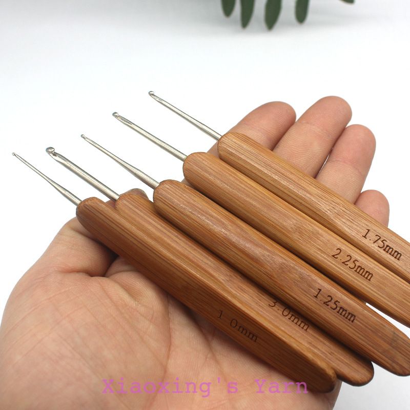 Kim móc cán gỗ đủ size 0.5 - 6mm đan móc len cơ bản êm tay | Xiaoxingyarn