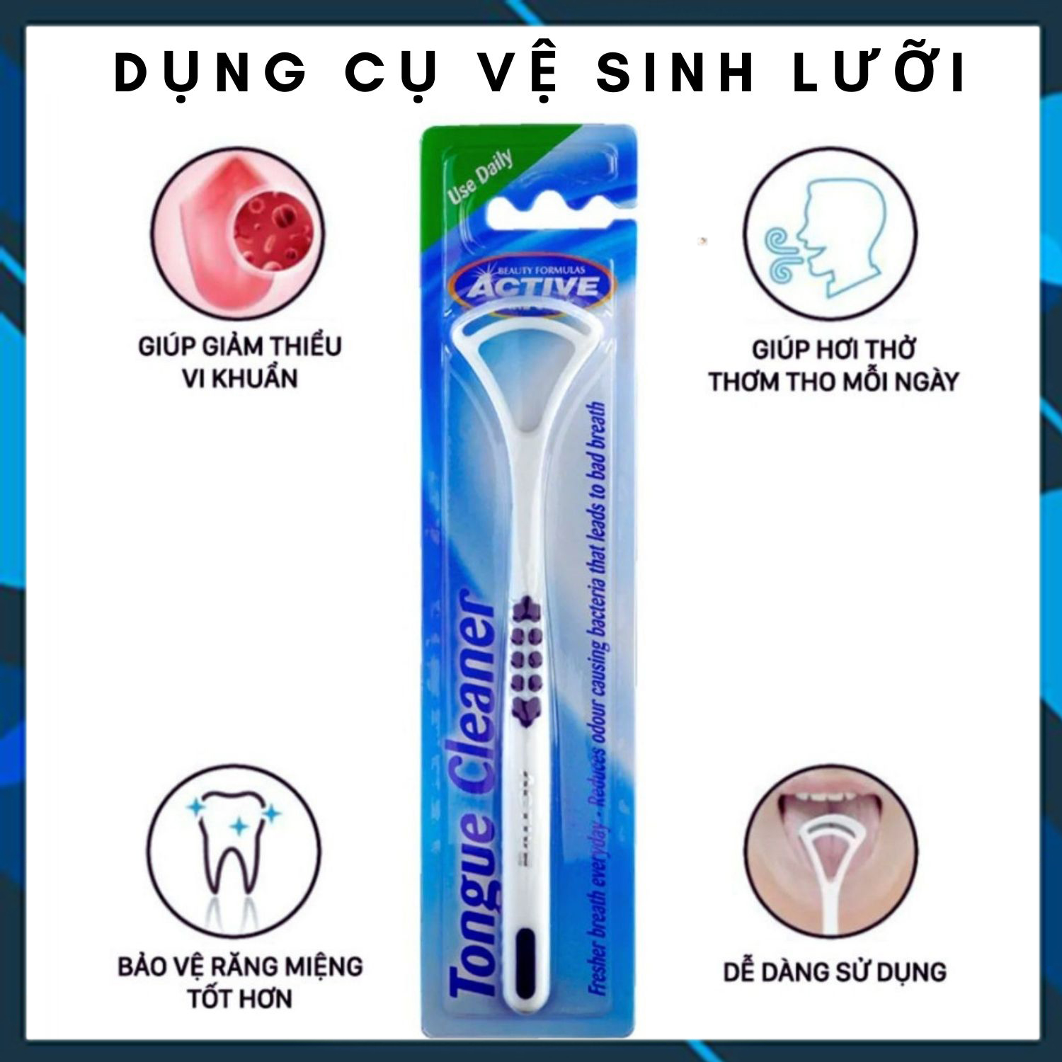 Dụng Cụ Nạo/Cạo Lưỡi Bằng Nhựa Nhỏ Gọn Vệ Sinh Lưỡi Làm Sạch Rêu Lưỡi Chống Hơi Thở Hôi Nóng - Tiện Ích Vượt Trội Chính Hãng