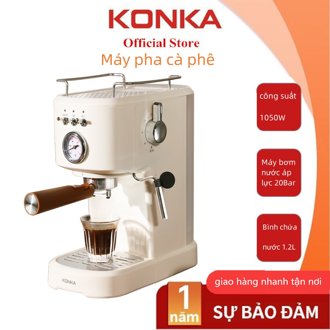 KONKA 20Bar 3in1 Espresso Ý Cổ điển cổ điển của Ý Cofee Maker Maker Coffee Powder Kopi