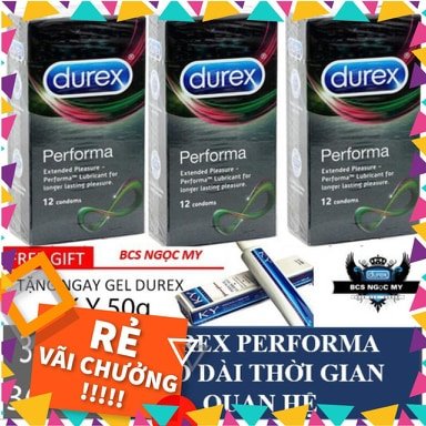 3 Hộp Durex Performa 12 Pcs + Gel Durex Ky