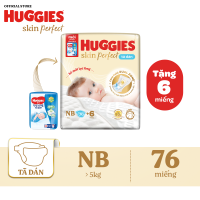 [ Quà giao sau]Tã/bỉm dán sơ sinh Huggies Skin Perfect NB70+6 miếng với 2 vùng thấm giảm kích ứng da