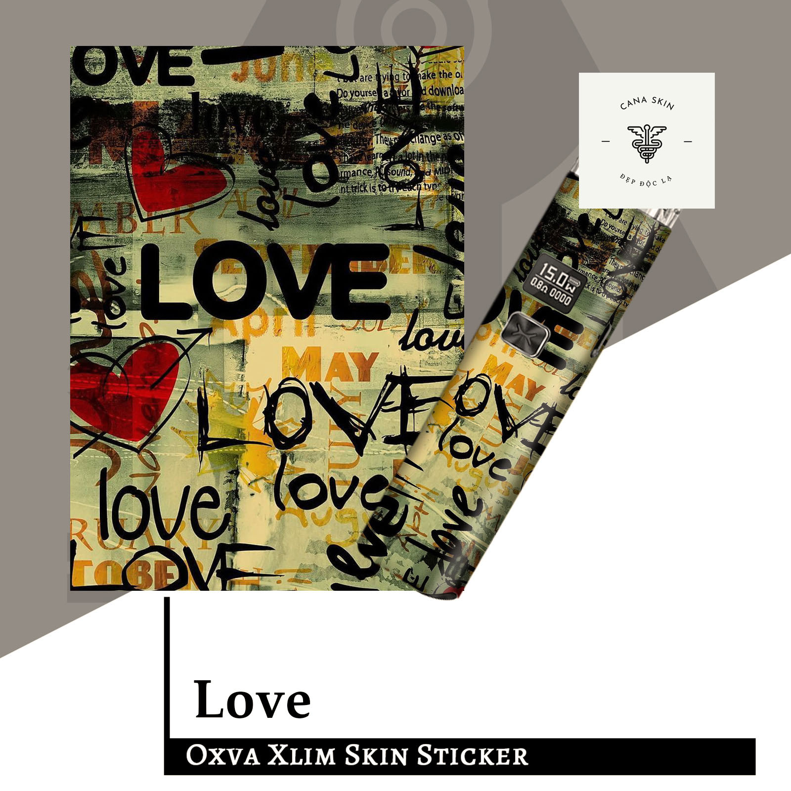 Miếng dán skin cana love cho xlim v2/xlim SE / favostix / Xlim pro / feelin...