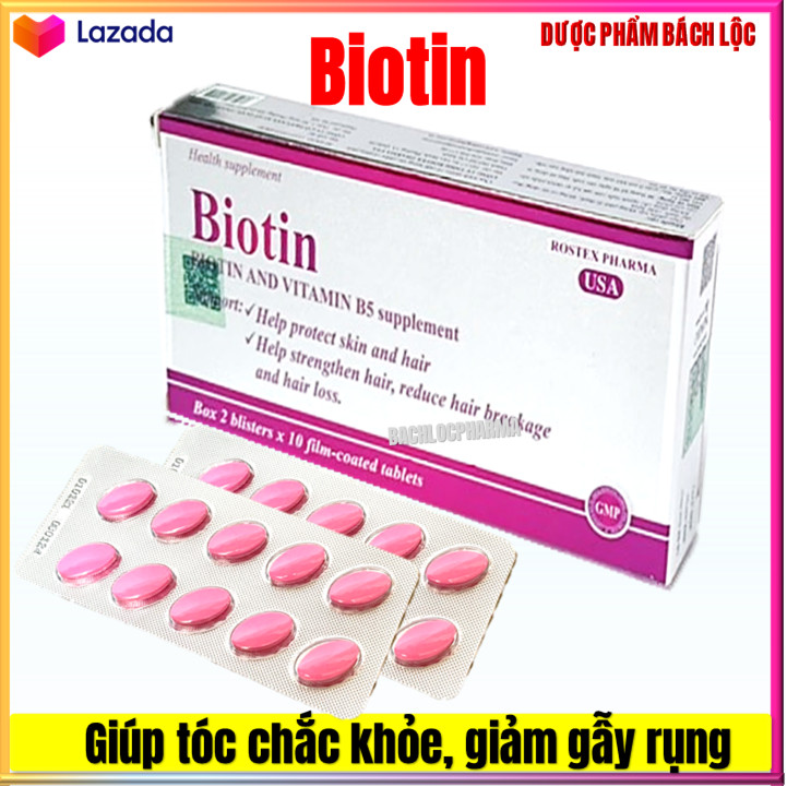 Viên Uống Biotin Vitamin B5 Chống Rụng Tóc Giảm Hói Đầu Ngừa Trứng Cá
