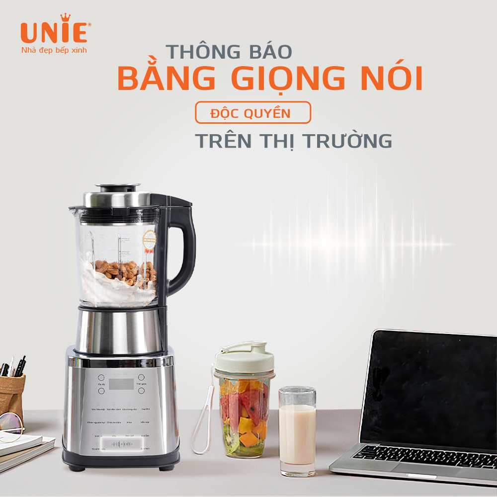 Máy làm sữa hạt Unie V8S 1.75L, Xám bạc/Bạc, Dung tích lớn, Công suất 1800W