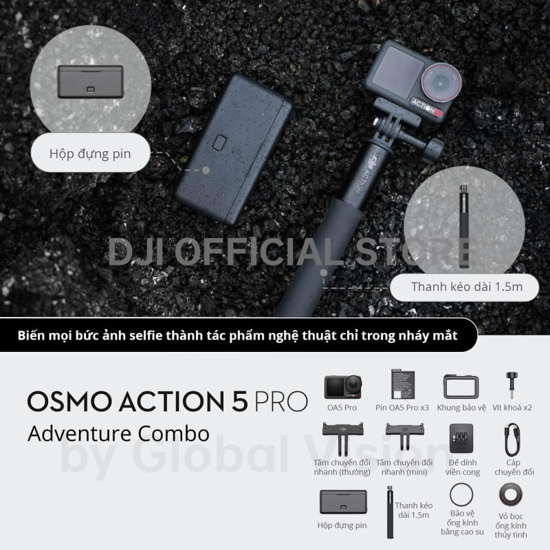 DJI Osmo Action 5 Pro Camera hành động máy quay hành trình 4K 120fps chế độ màu HLG quay đêm rõ nét (DJI OA 5 Pro)