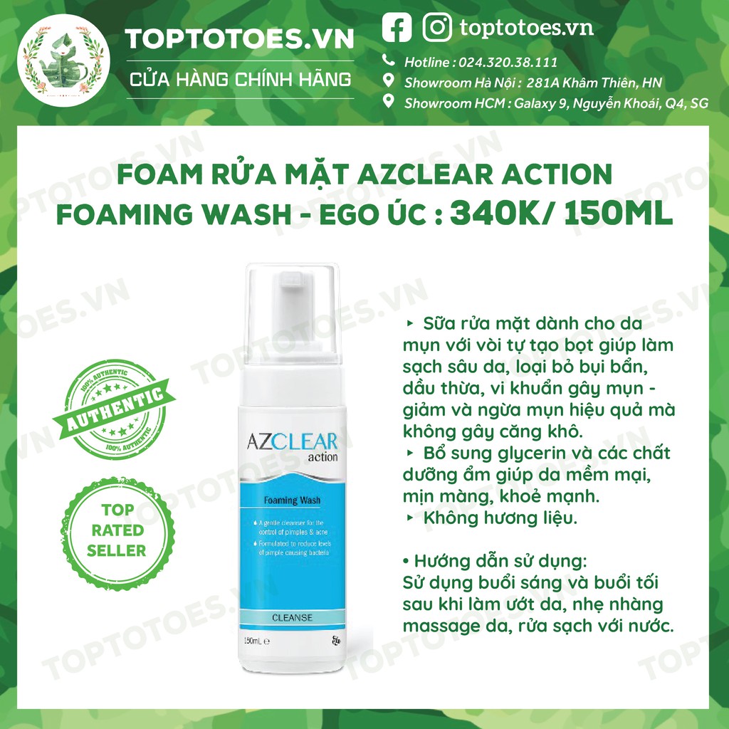 Foam Rửa Mặt Azclear Action Foaming Wash Làm Sạch Sâu Cho Da Mụn Nhạy Cảm