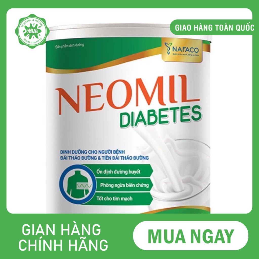 Sữa bột Neomil Diabetes 850g - FREESHIP - Dinh dưỡng chuyên biệt cho người bệnh tiểu đường