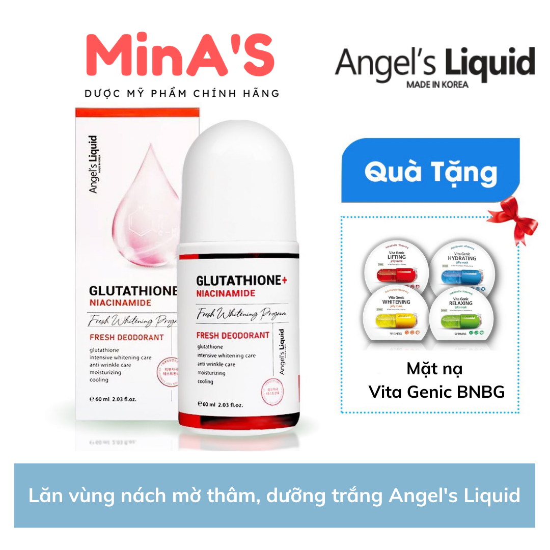 [Hcm][Tem Chống Hàng Giả] Lăn Vùng Nách Mờ Thâm Dưỡng Trắng Da Angel Liquid Glutathione Fresh Deodorant 60Ml