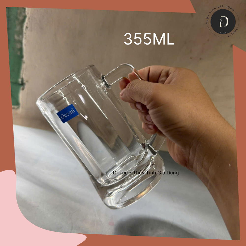 Ly Cốc Quai Bia Ocean 355ML Thủy Tinh Dày (P00840)