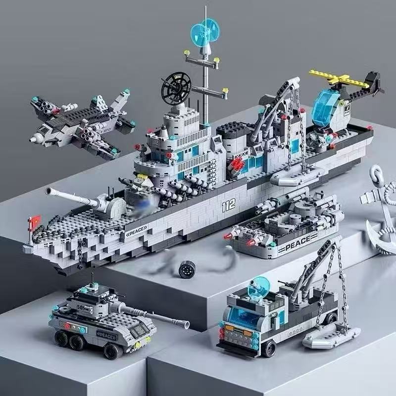 BỘ ĐỒ CHƠI LẮP GHÉP XẾP HÌNH Tàu Chiến Hạm Lắp Ráp OTO Máy Bay 1000 Chi Tiết CẢNH SÁT SWAT MÁY BAY C