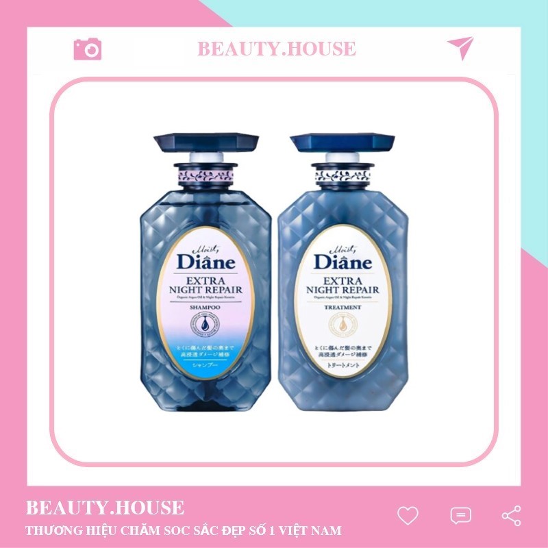 Cặp Dầu Gội & Xả ( Tăng Cường Dưỡng Chất Ban Đêm ) Hương Gỗ Đàn Hương - Moist Diane Extra Night Repair 450Ml