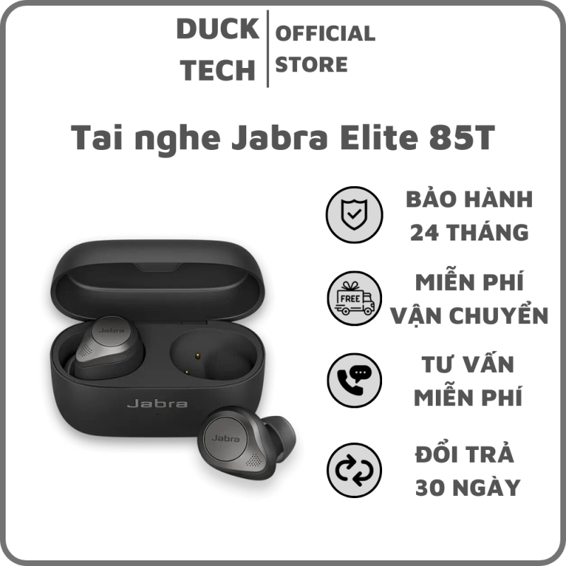 Tai Nghe Không Dây Bluetooth True Wireless Jabra Elite 85T - Âm Bass Mạnh Mẽ - Thời Gian Sử Dụng Lên Tới 31H - Sạc Không Dây - Chống Ồn ANC - Cảm Ứng Đa Điểm - Kháng Nước & Mồ Hôi IPX4 - Thiết Kế Tinh Tế