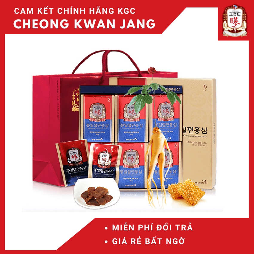 Hồng sâm lát tẩm mật ong Cheong Kwan Jang 12 gói x 20g - Ngăn ngừa các bệnh liên quan tới xương khớp tăng cường thể chất giúp ngủ ngon(Tỉ lệ hồng sâm  : 50.8%) 8809332392232