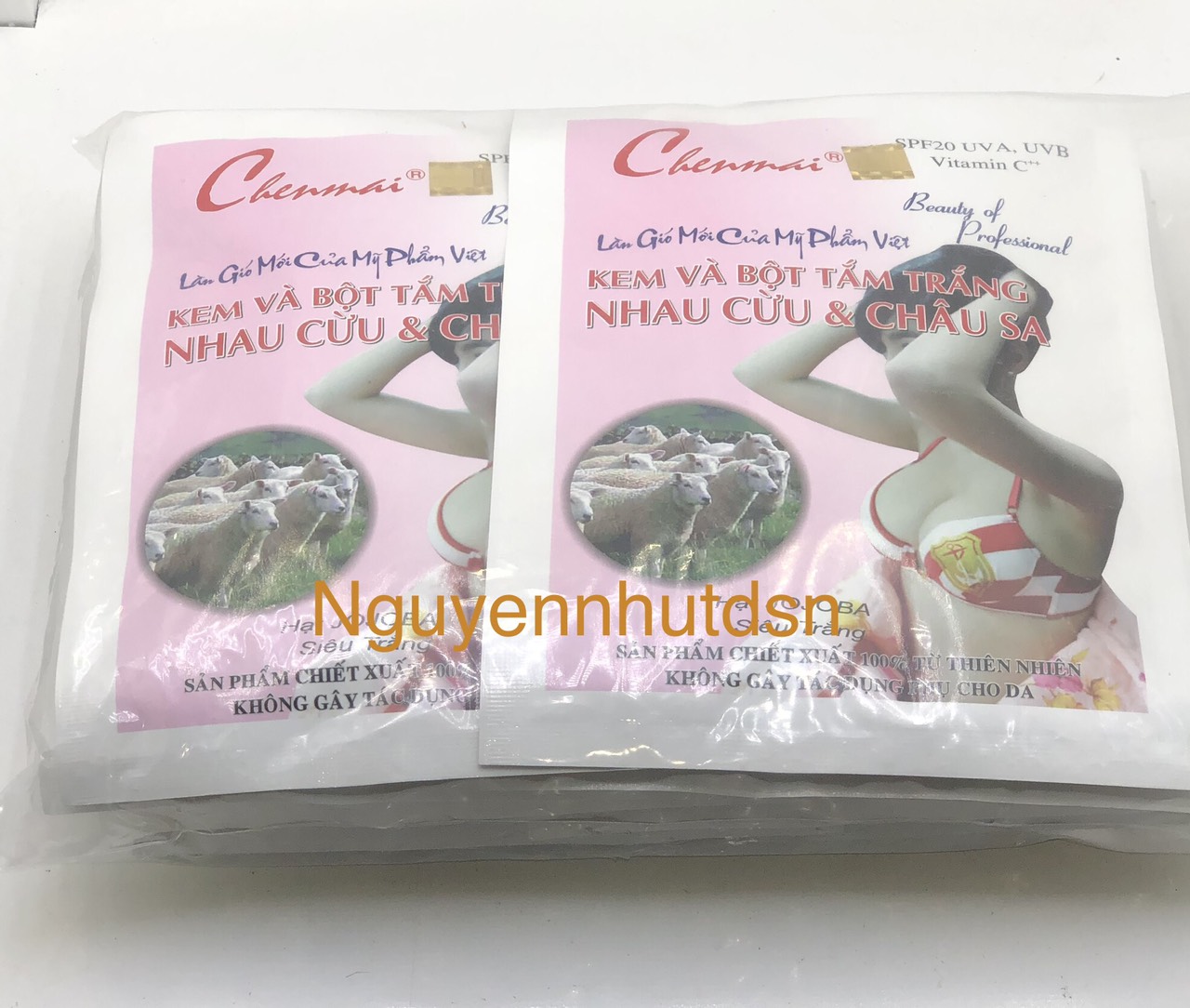 [Hcm]Kem Và Bột Tắm Trắng Chenmai Nhau Cừu Và Châu Sa 150G