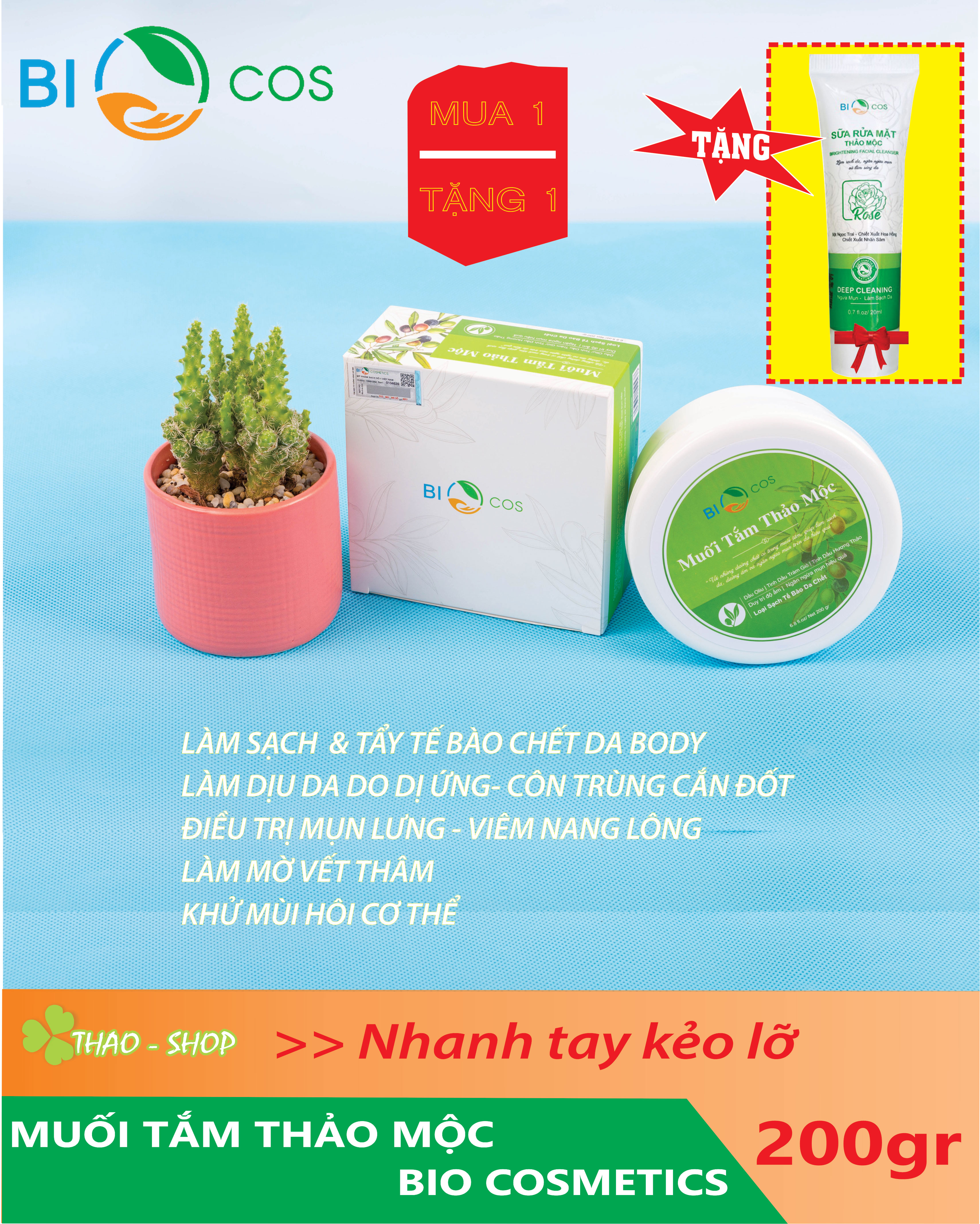 Muối Tắm Thảo Mộc Bio Khử Mùi Cơ Thể - Mờ Vết Thâm - Điều Trị Viêm Nang Lông Và Mụn Lưng 200Gr