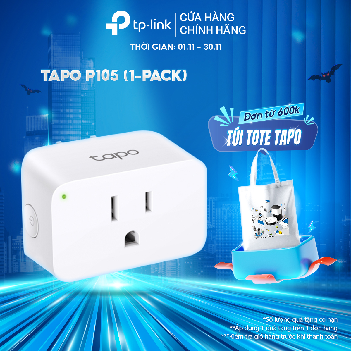 Ổ Cắm WiFi Thông Minh TP-Link Tapo P105 Điều Khiển Từ Xa