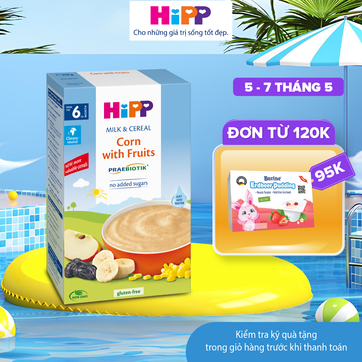 Bột ăn dặm dinh dưỡng Sữa Hoa quả Bắp HiPP Organic 250g