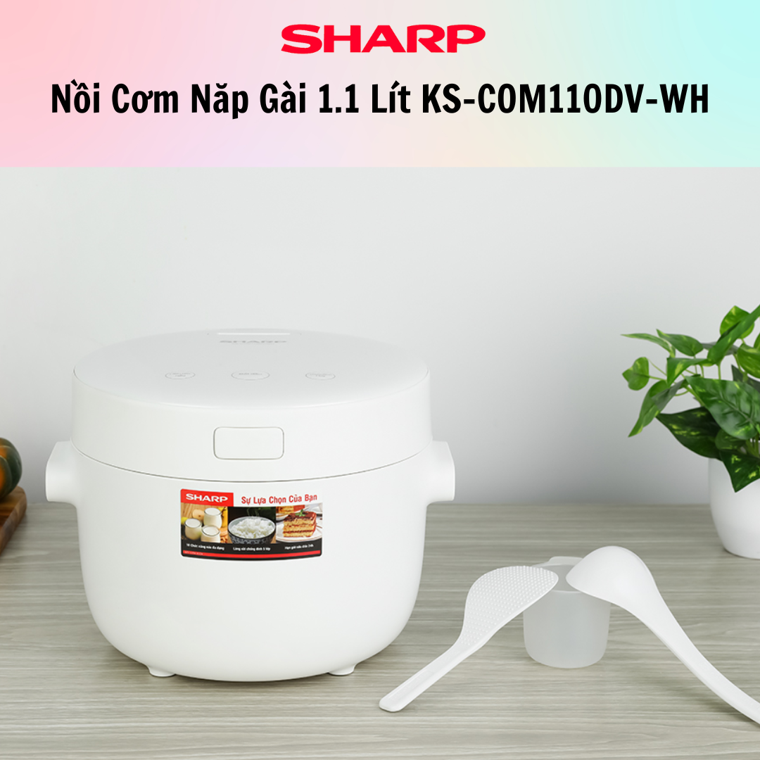 Nồi cơm điện tử Sharp KS-COM100DV-WH(1L)-Hàng Chính Hãng