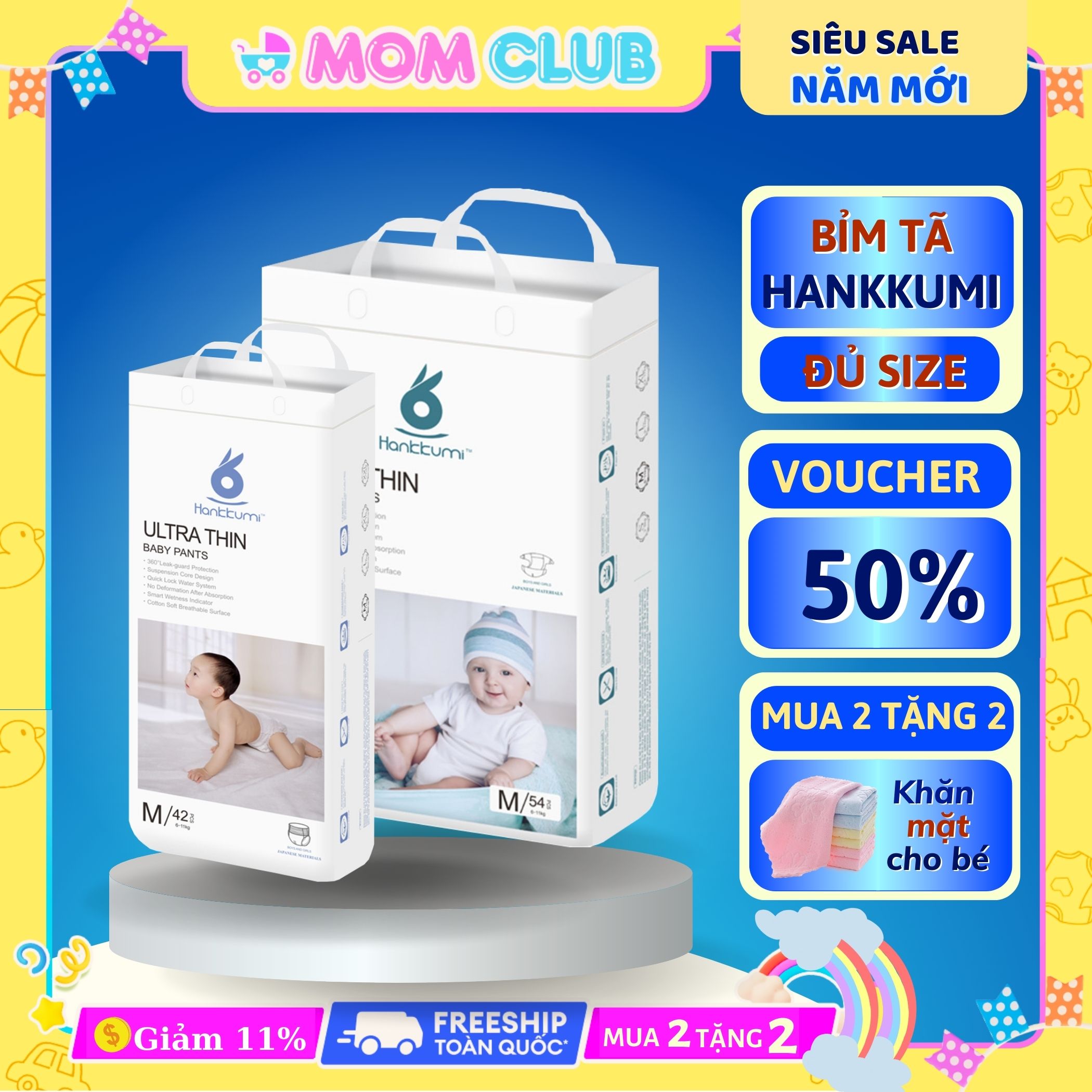 [ Voucher giảm 20%] Tã bỉm dán/ quần Hankkumi Cho Trẻ Em Trẻ Sơ Sinh Newborn Nội Địa Cao Cấp Nguyên Liệu Nhật Bản
