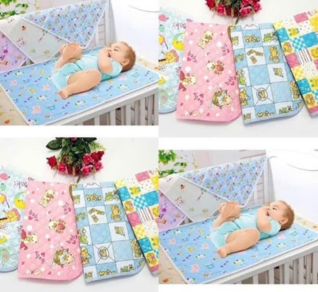 (SIZE LỚN) Chiếu Lót nhựa Chống Thấm 2 lớp họa tiết ngộ nghĩnh dễ thương Cho trẻ Sơ Sinh loại to dày dặn bền đẹp