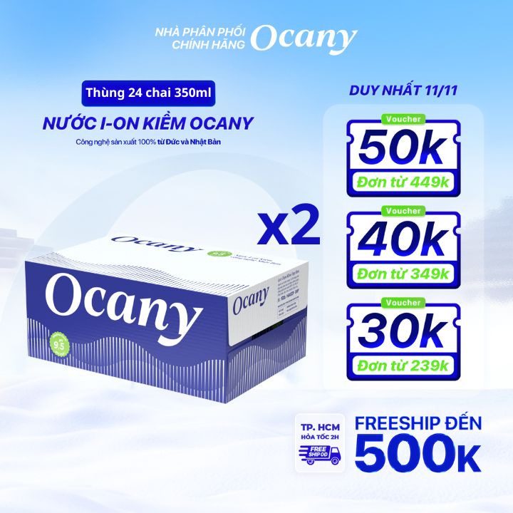 Combo 2 thùng 24 chai nước ion kiềm Ocany chai 350ml