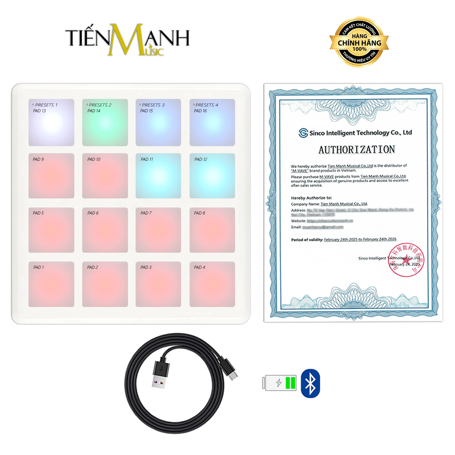 [Chính Hãng] Midi Controller SMC Pad Pocket M-Vave SK16 - Launchpad Bàn Phím Sáng Tác Sản Xuất Produ