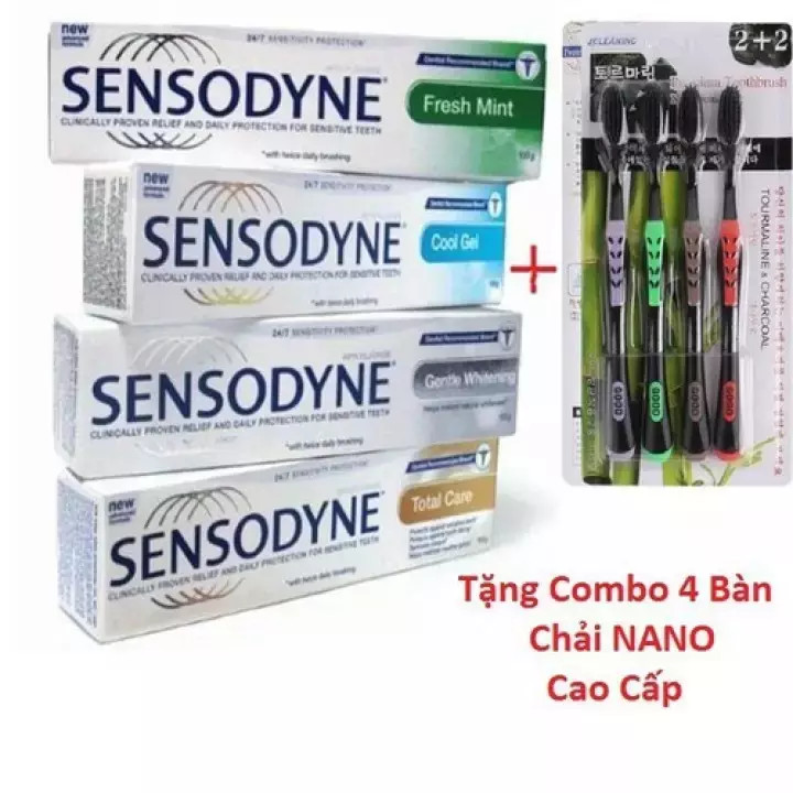 [ Siêu Sale ] Combo 5 Tuýt Kem Đánh Răng Sensodyne Chống Ê Buốt Thái Lan Tặng Kèm 4 Bàn Chải Nano Cao Cấp