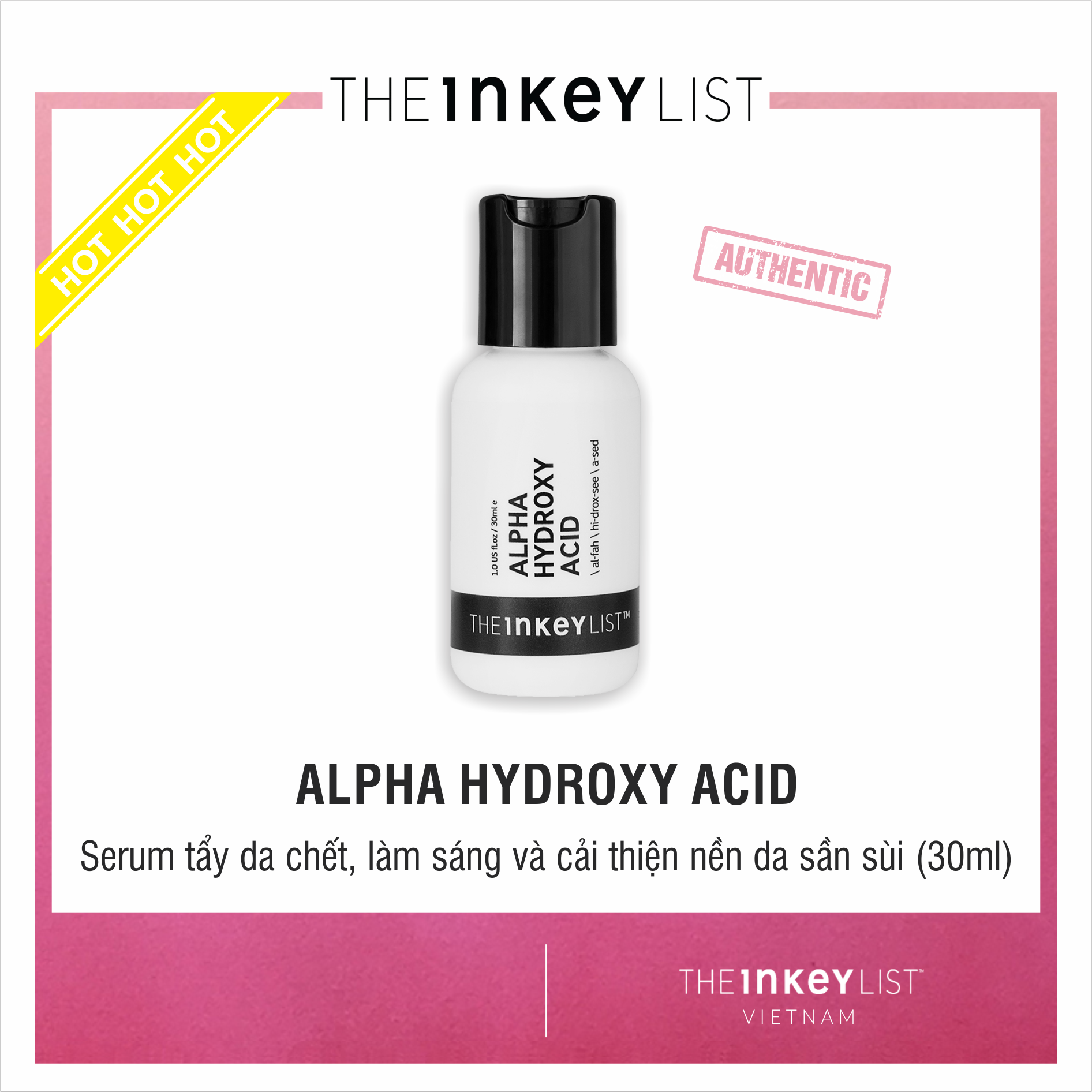 [The Inkey List] Serum Tẩy Tế Bào Chết Alpha Hydroxy Acid 30Ml